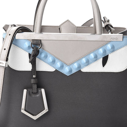 Fendi Vitello Elite Monster Eyes Studded Petite 2Jours Tote Carbone White Multicolor 10 of 10