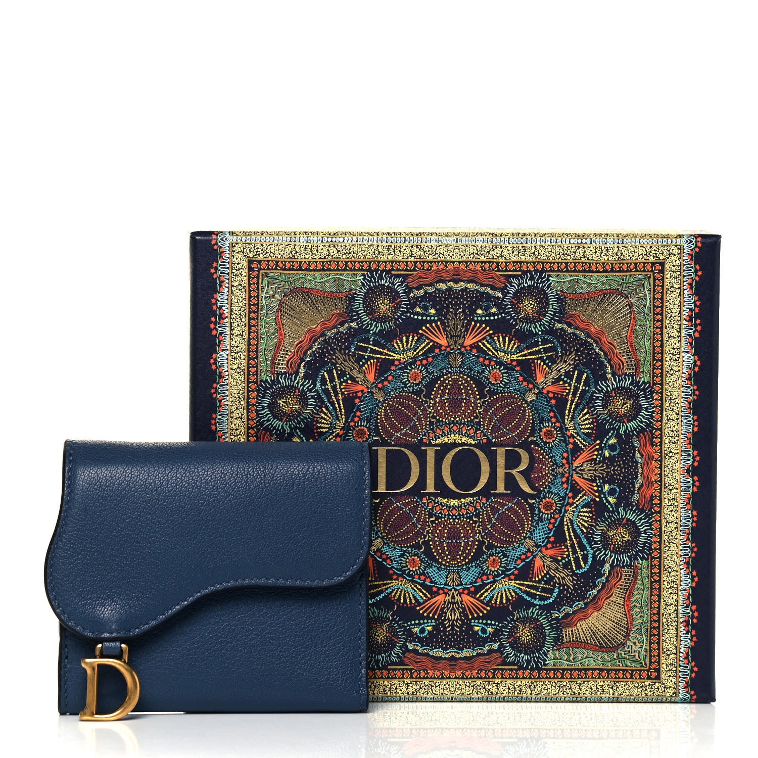 Christian Dior Goatskin Saddle Lotus Wallet Black 8 of 8