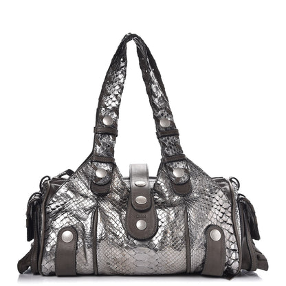 Chloe Metallic Python Silverado Shoulder Bag Silver Grey 1 of 9