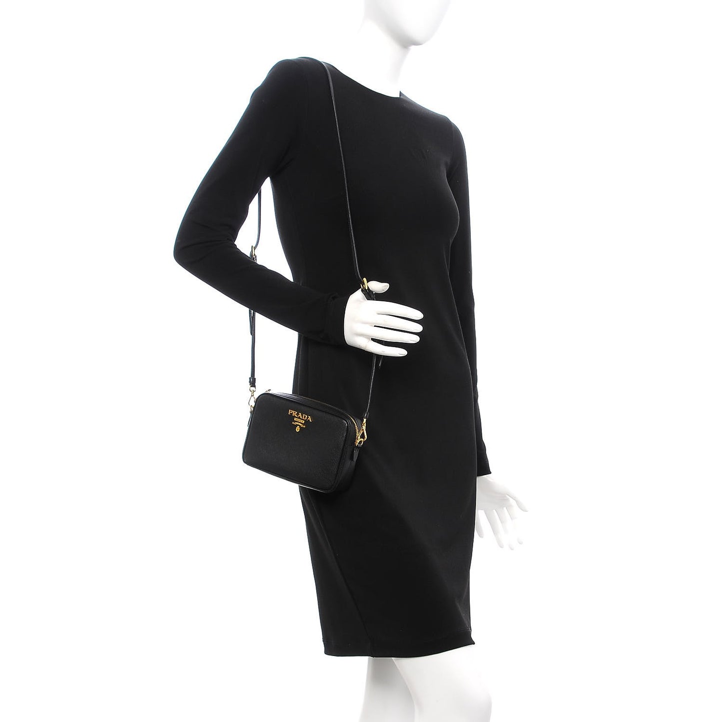 Saffiano Small Camera Crossbody Bag Black