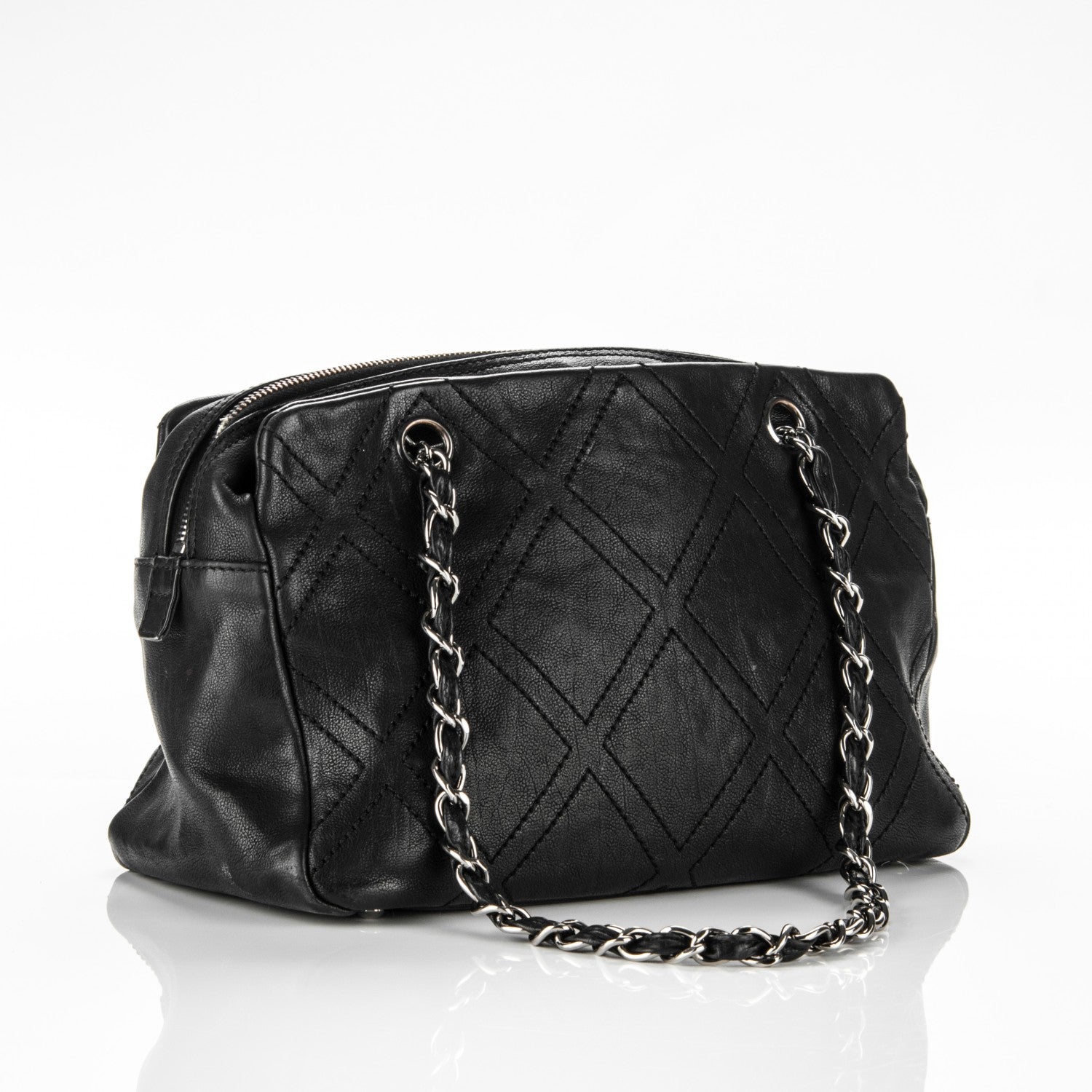 Chanel Calfskin Small Diamond Stitch Tote Black 3 of 7