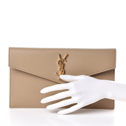 Saint Laurent Grain De Poudre Uptown Pouch Dark Latte 2 of 8