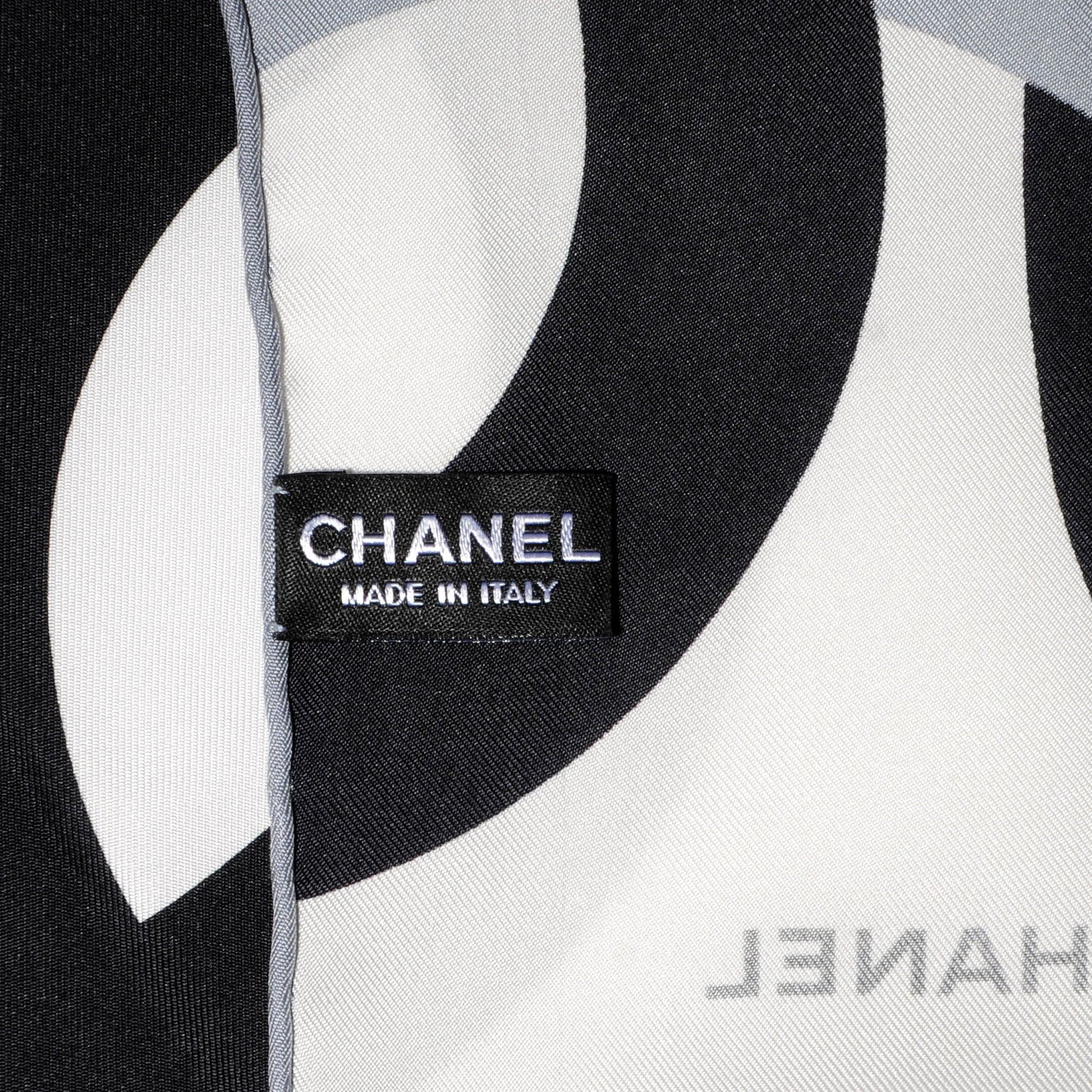 Chanel Silk CC Logo Scarf White 5 of 6