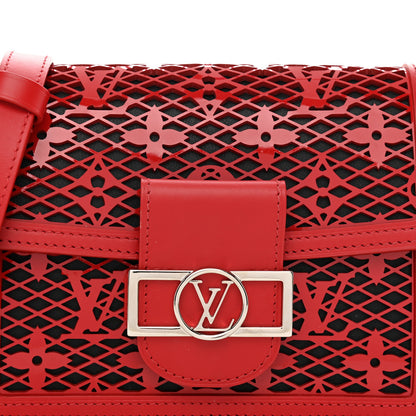 Louis Vuitton Patent Calfskin Monogram Lace Dauphine Mini Red 5 of 10