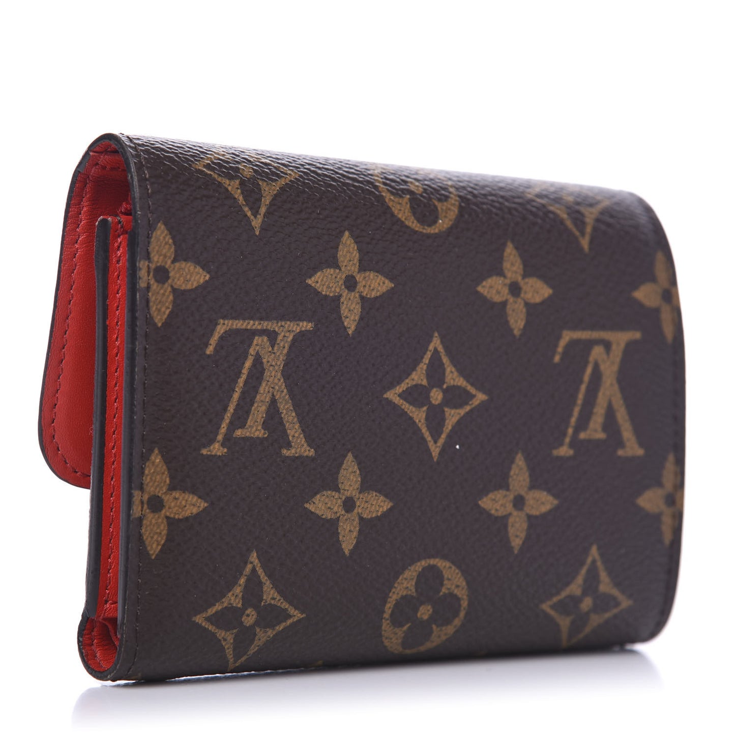 Monogram Flower Lock Compact Wallet Coquelicot