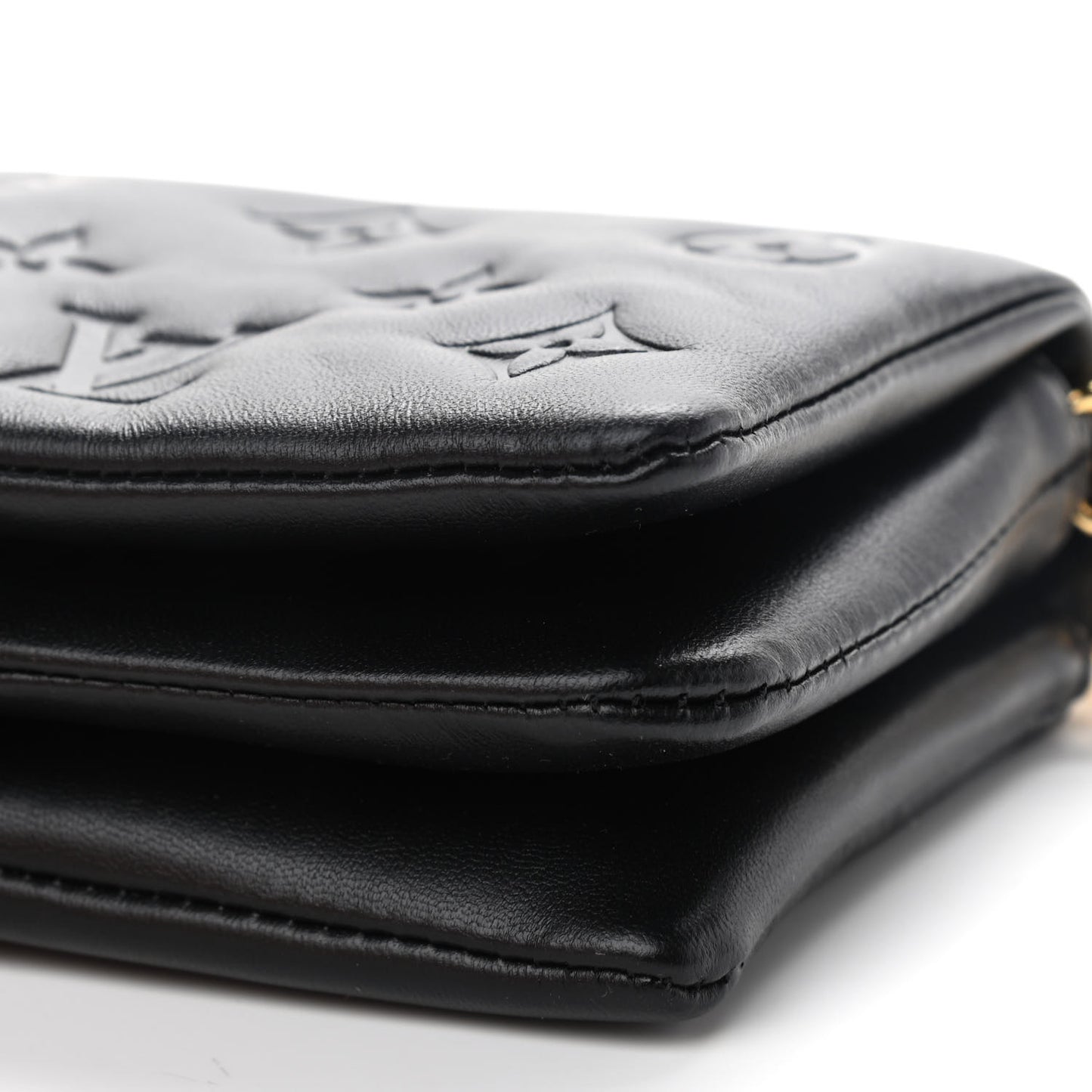 Lambskin Embossed Monogram Coussin Belt Bag Black
