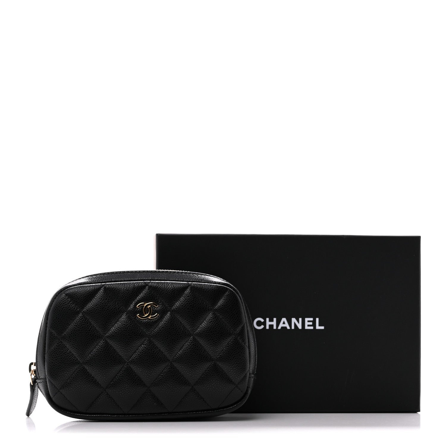 Chanel Caviar Quilted Small Curvy Pouch Cosmetic Case Black 10 of 10