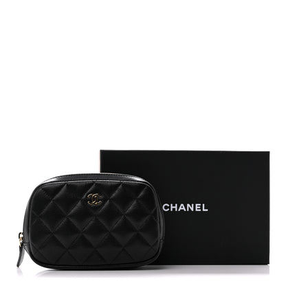 Chanel Caviar Quilted Small Curvy Pouch Cosmetic Case Black 10 of 10