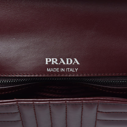 Prada Soft Calfskin Impunture Diagramme Small Chain Flap Shoulder Bag Granato 6 of 9