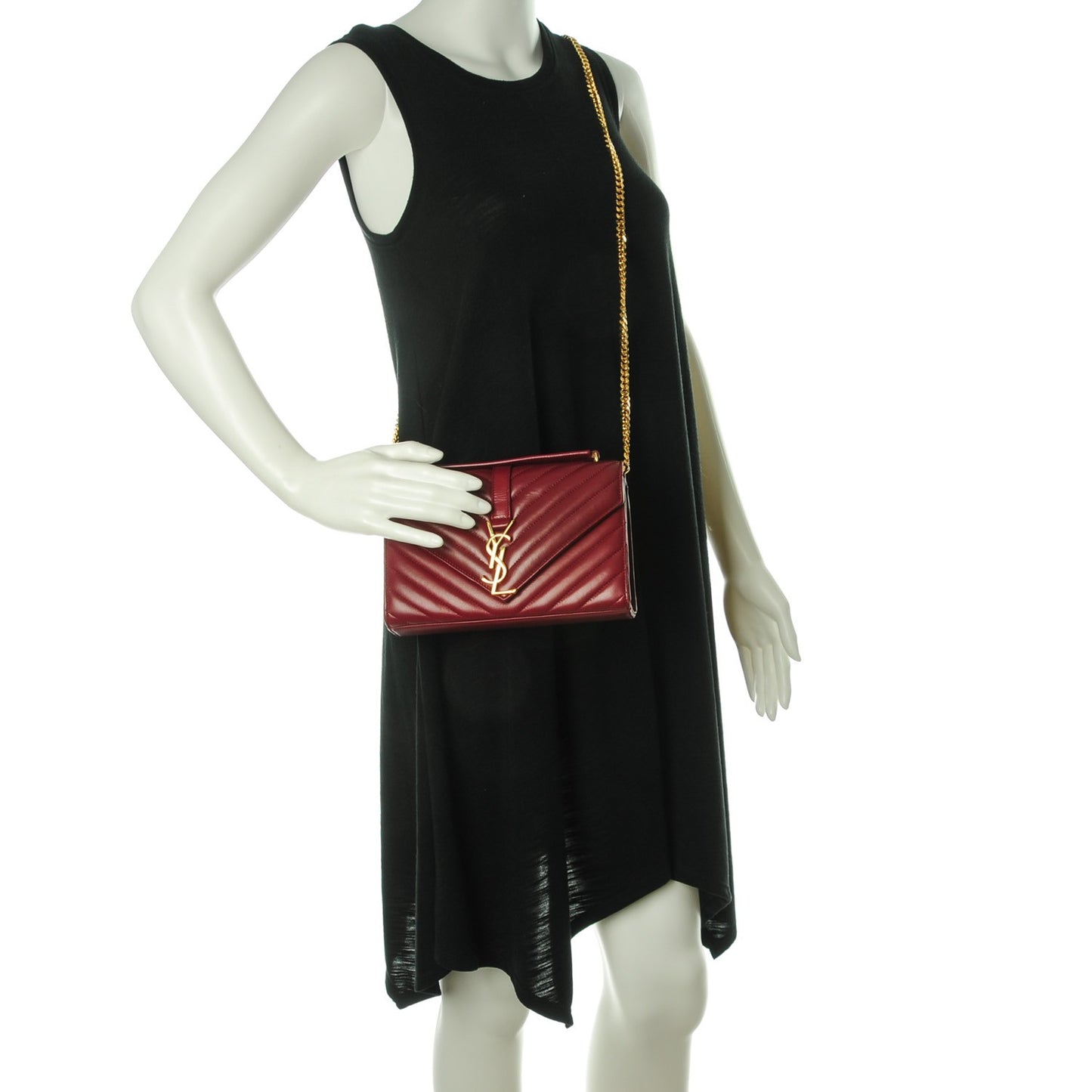 Lambskin Matelasse Chevron Small Monogram Satchel Oxblood