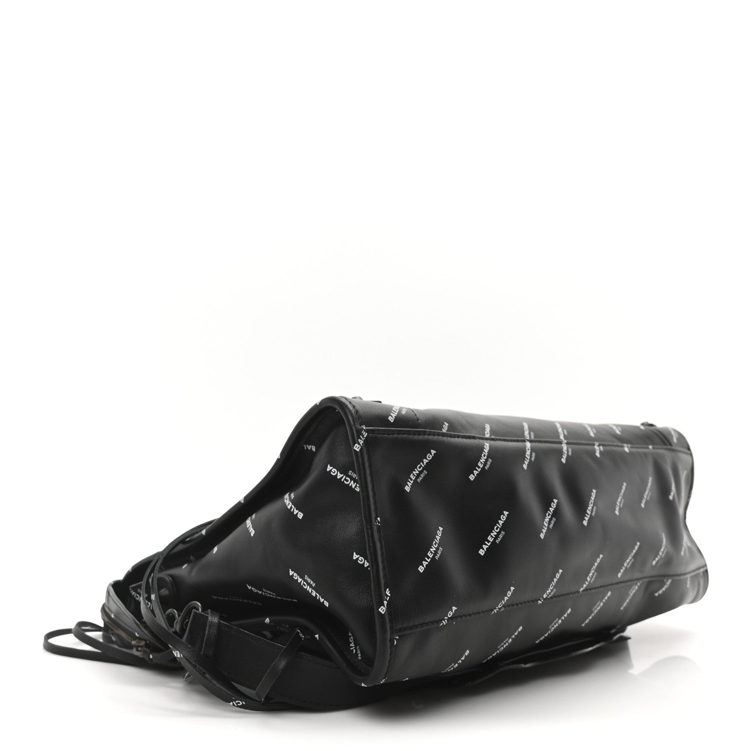 Balenciaga Veau Allover Logo Classic Hardware City Black White 5 of 11
