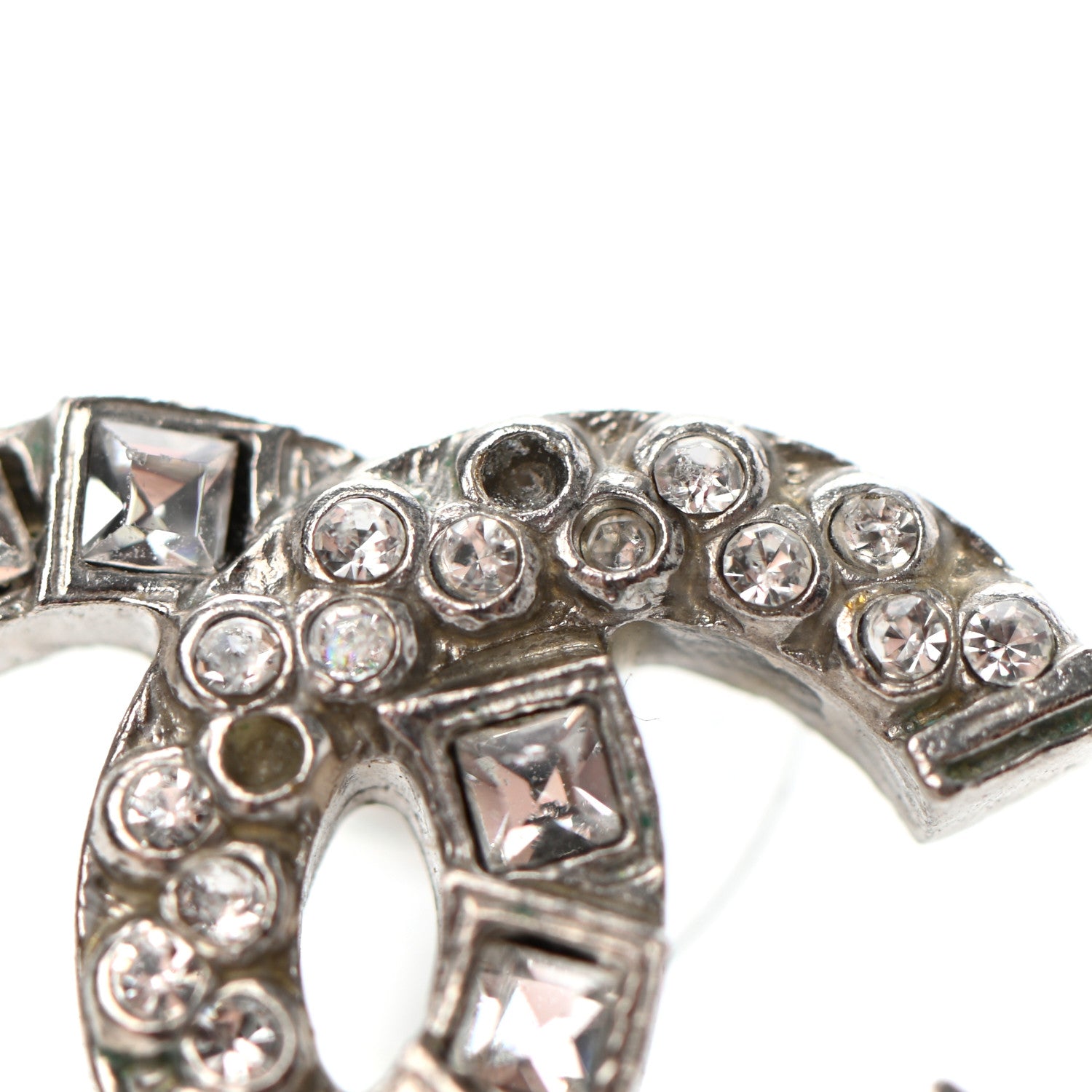 Chanel Baguette Crystal CC Earrings Silver 6 of 8