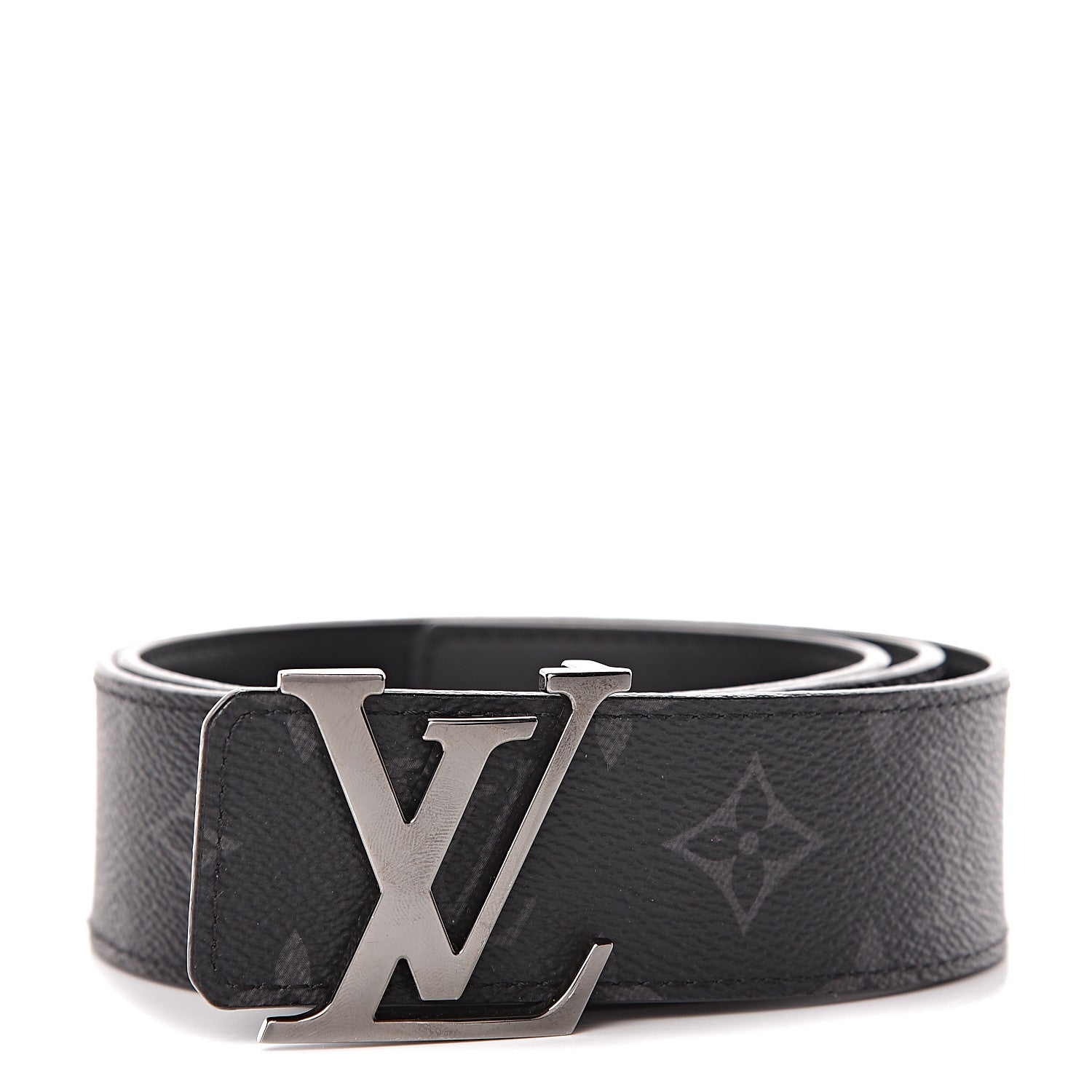 Louis Vuitton Calfskin Monogram Eclipse LV Initiales Reversible Belt 80 32 1 of 7