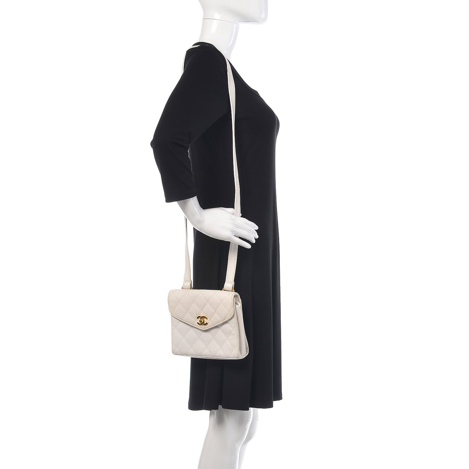 Chanel Caviar Quilted Single Flap Shoulder Bag White 2 of 16