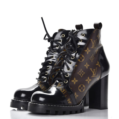 Louis Vuitton Patent Calfskin Monogram Star Trail Ankle Boots 41 Black 3 of 8