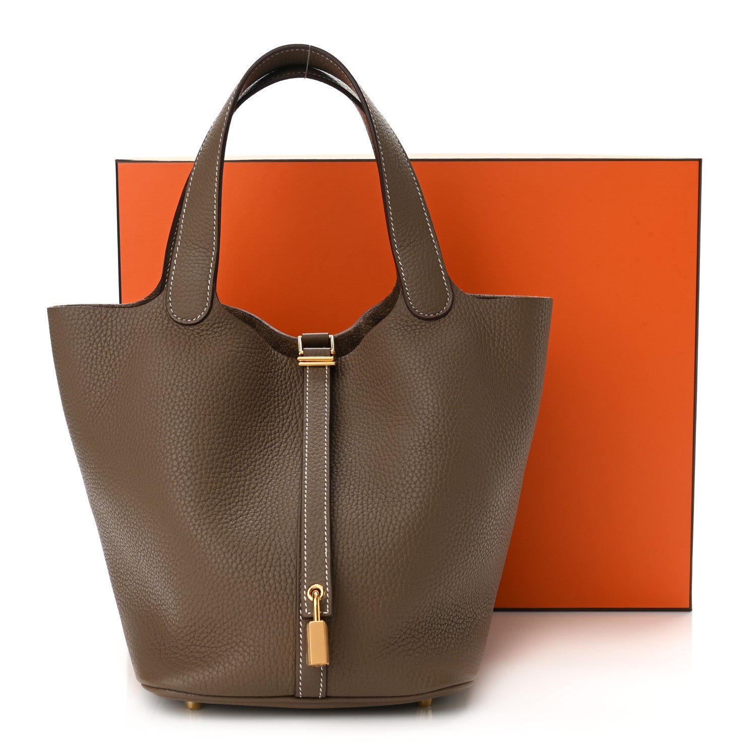 Hermes Taurillon Clemence Picotin Lock 22 MM Etoupe 11 of 11