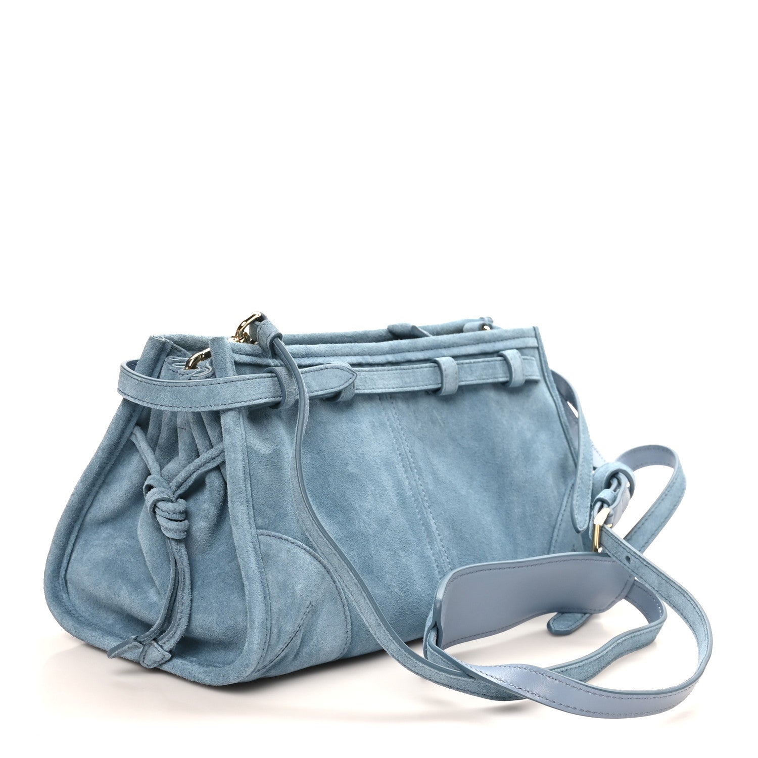 Prada Scamosciato Triangle Small Bonnie Shoulder Bag Astrale 3 of 9