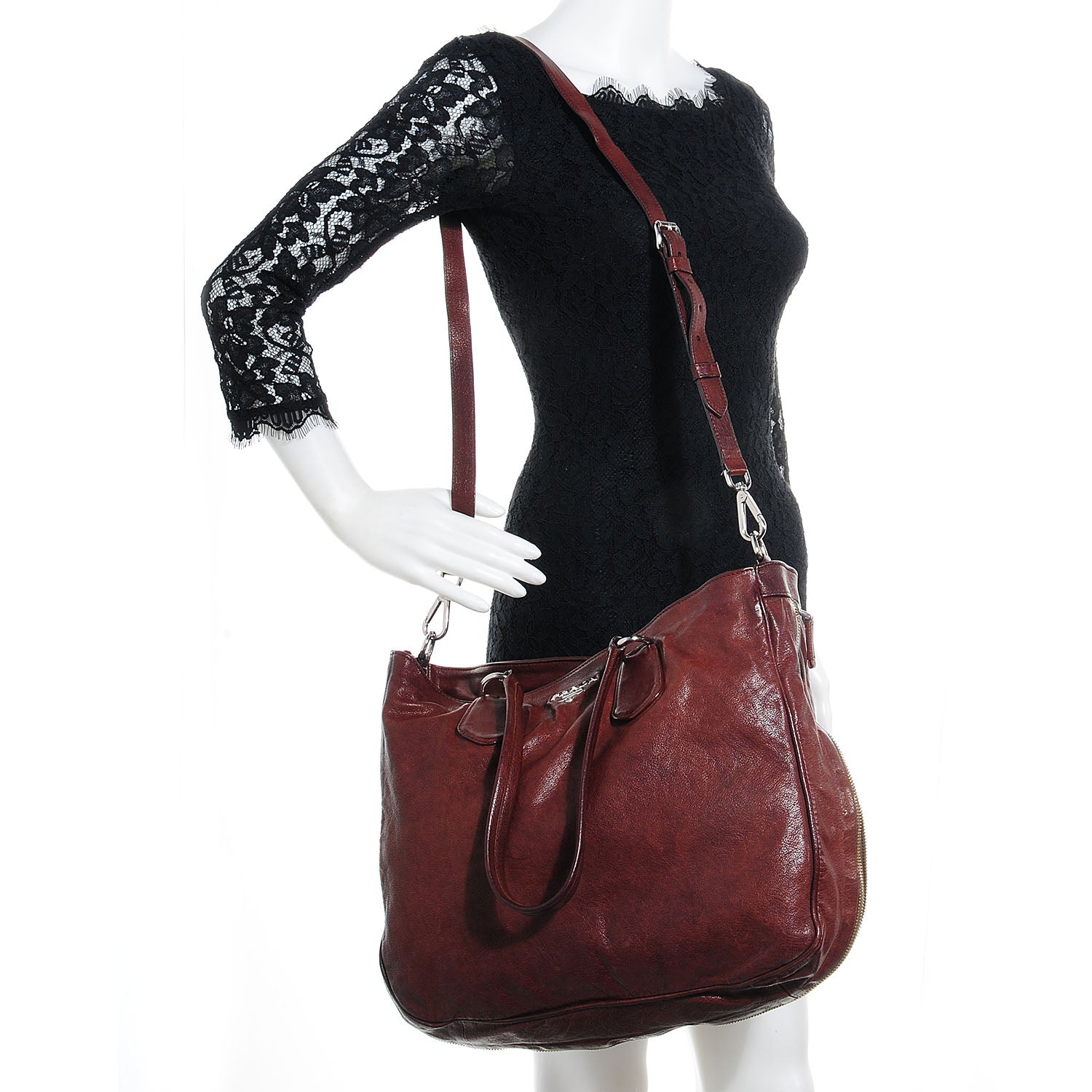 Prada Washed Buffalo Tote Cocco 2 of 10