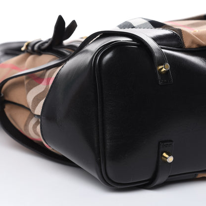 Burberry House Check Bridle Calfskin Medium Whipstitch Tote Black 8 of 14