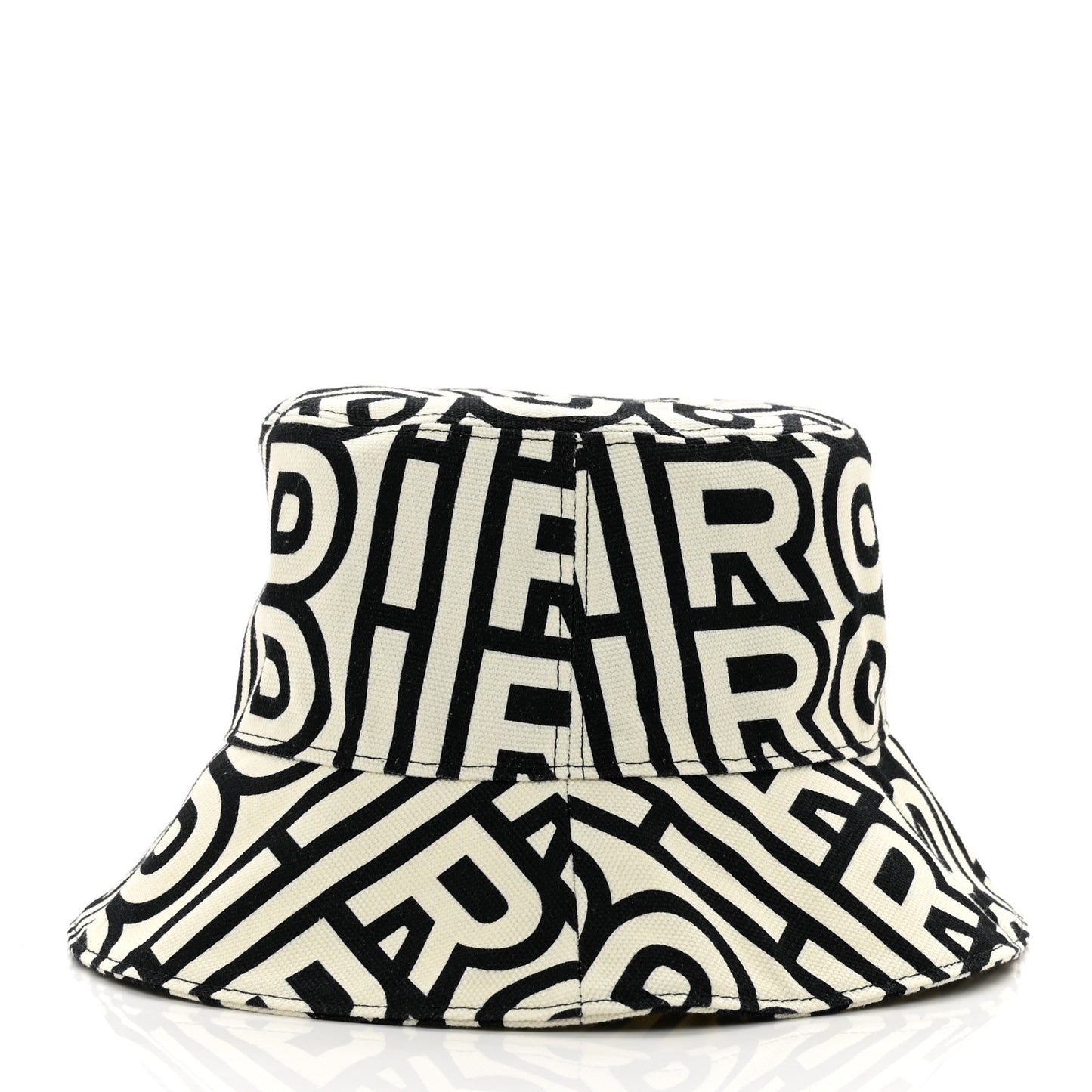 x MARC JACOBS Canvas Logo Print Bucket Hat S Black White