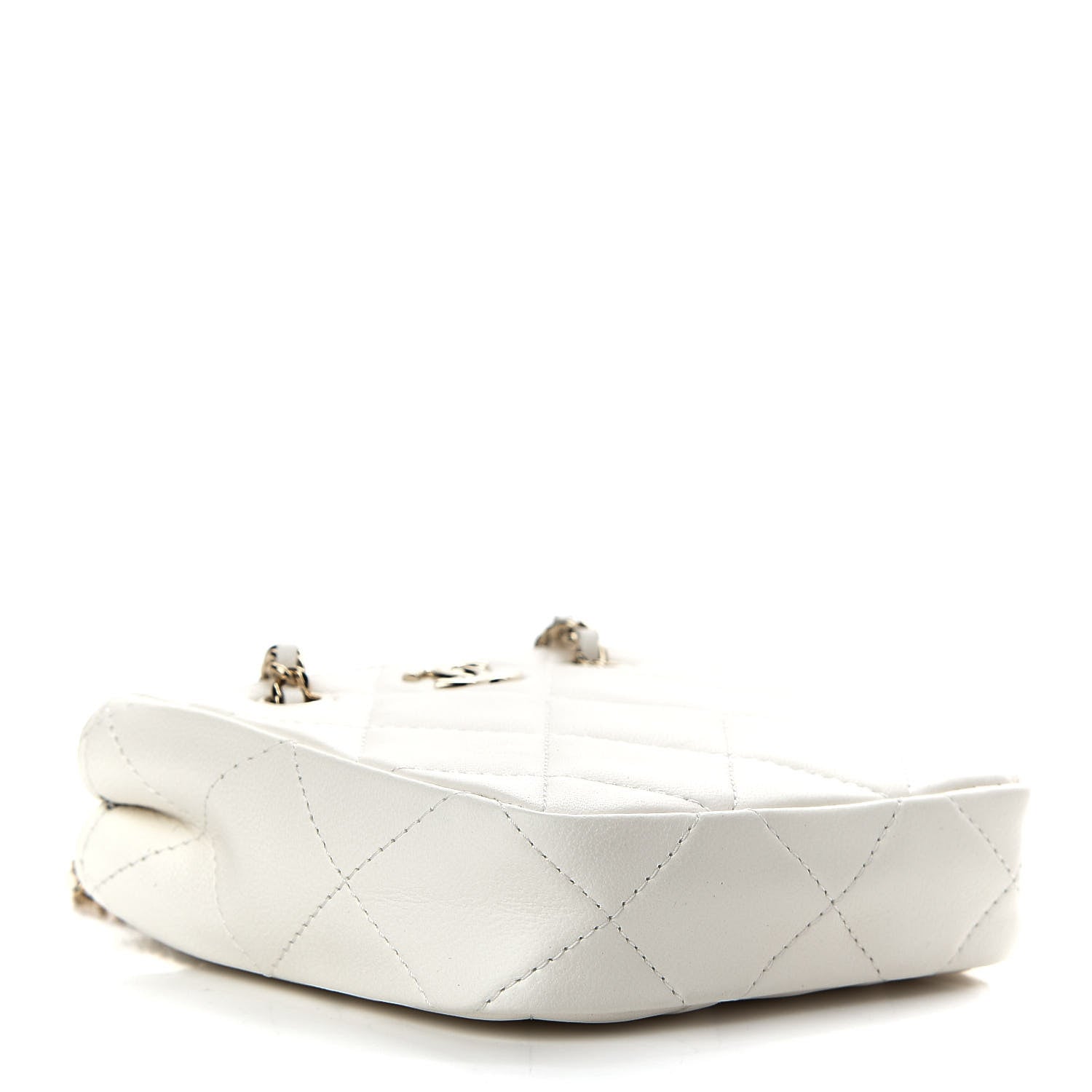 Chanel Lambskin Quilted Tiny Shopping Clutch With Chain White 4 of 9