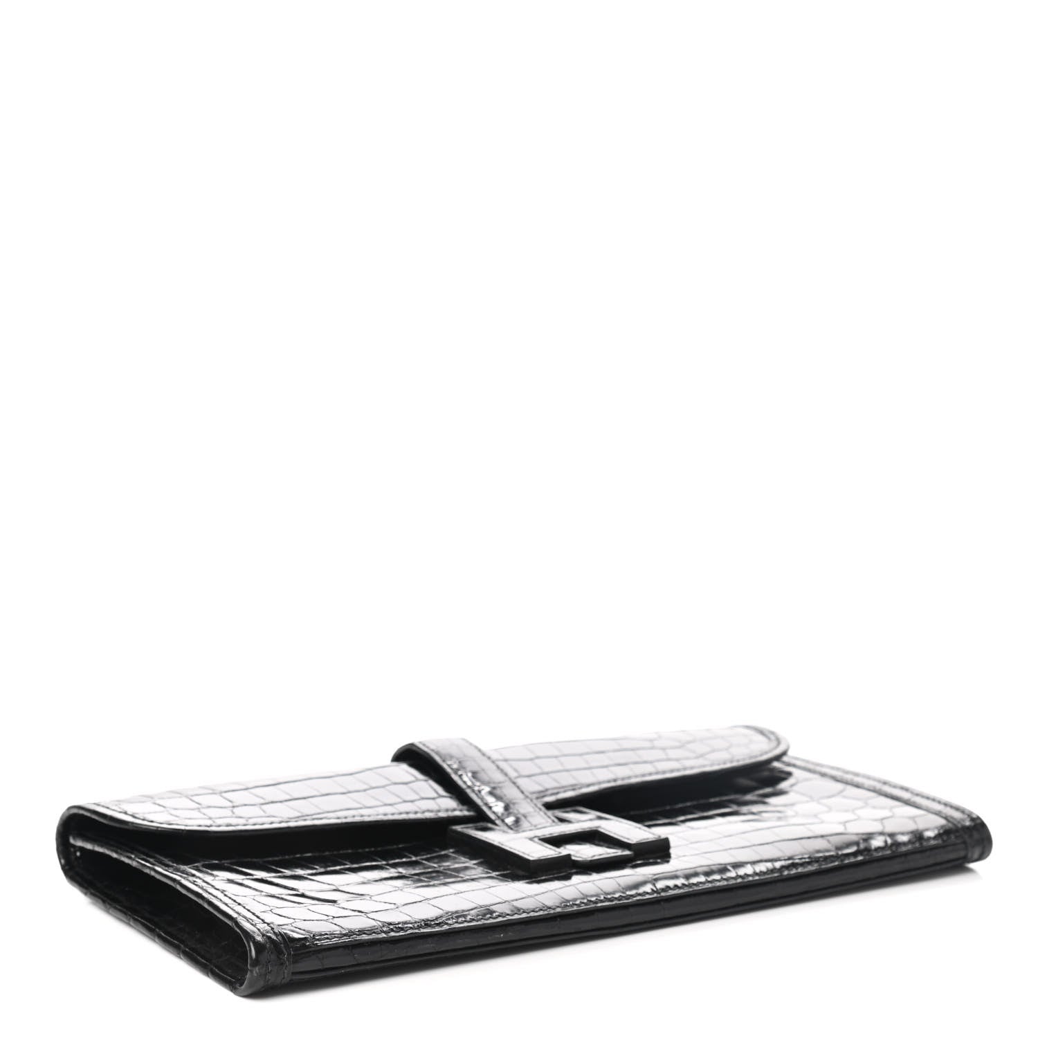 Hermes Shiny Niloticus Crocodile Jige Elan 29 Clutch Black 4 of 6