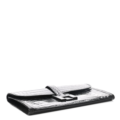 Hermes Shiny Niloticus Crocodile Jige Elan 29 Clutch Black 4 of 6