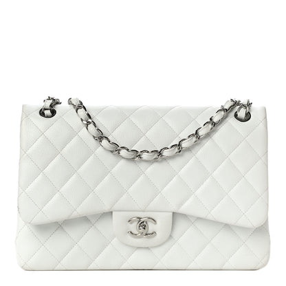 Chanel Caviar Quilted Jumbo Double Flap White 1 of 10