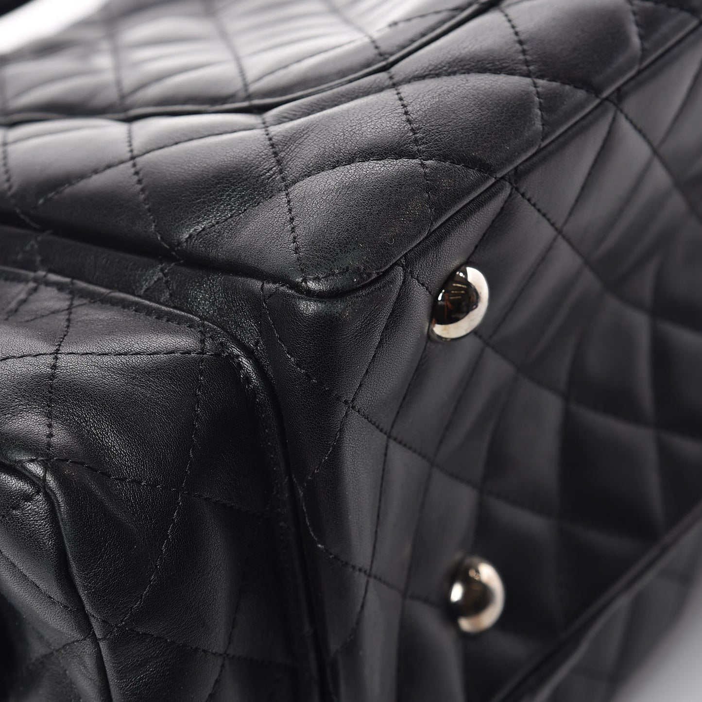 Calfskin Quilted Large Cambon Multipocket Reporter Black White