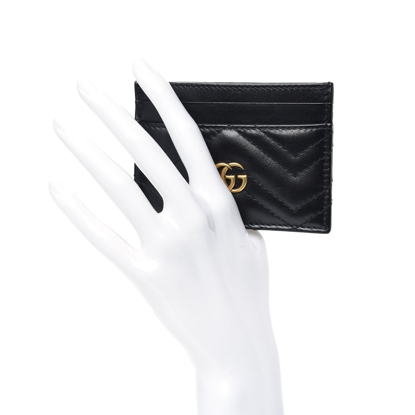 Calfskin Matelasse GG Marmont Card Holder Black