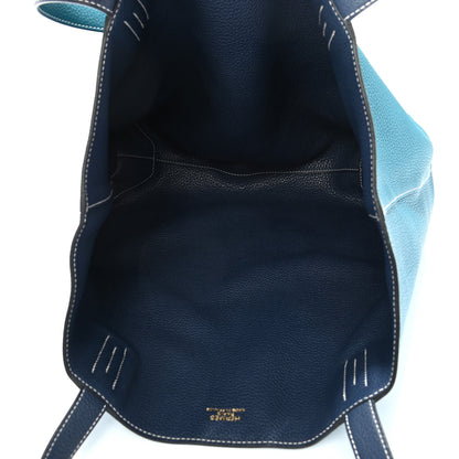 Hermes Taurillon Clemence Double Sens 36 Reversible Tote Bleu Sapphire Izmir 7 of 13