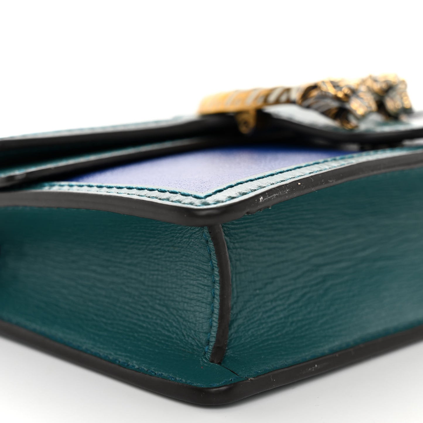 Azalea Calfskin Enamel Super Mini Dionysus Shoulder Bag Imperial Blue Pavone