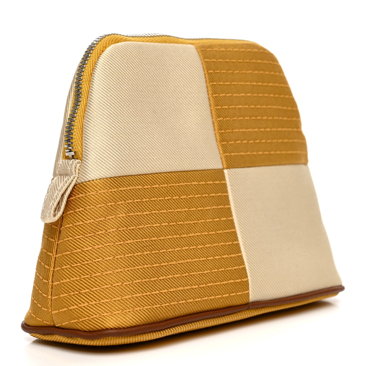 Silk Cotton Mini Mini Bolide Hippique Travel Cosmetic Pouch Ocre