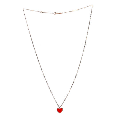 Van Cleef & Arpels 18K Rose Gold Carnelian Sweet Alhambra Heart Pendant Necklace 3 of 7