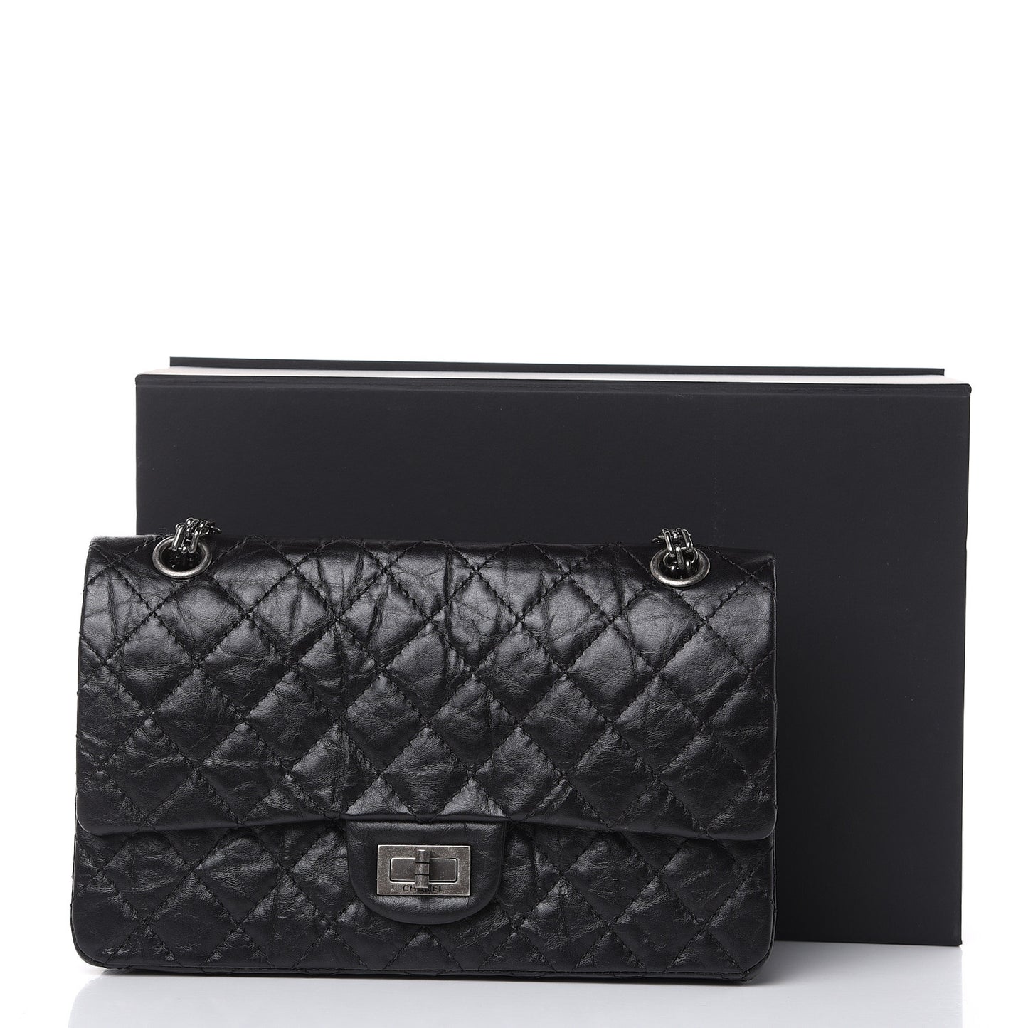 Aged Calfskin Quilted 2.55 Reissue 225 Flap Black