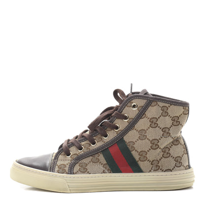 Gucci GG Monogram Web Womens High Top Sneakers 37 Brown 1 of 9