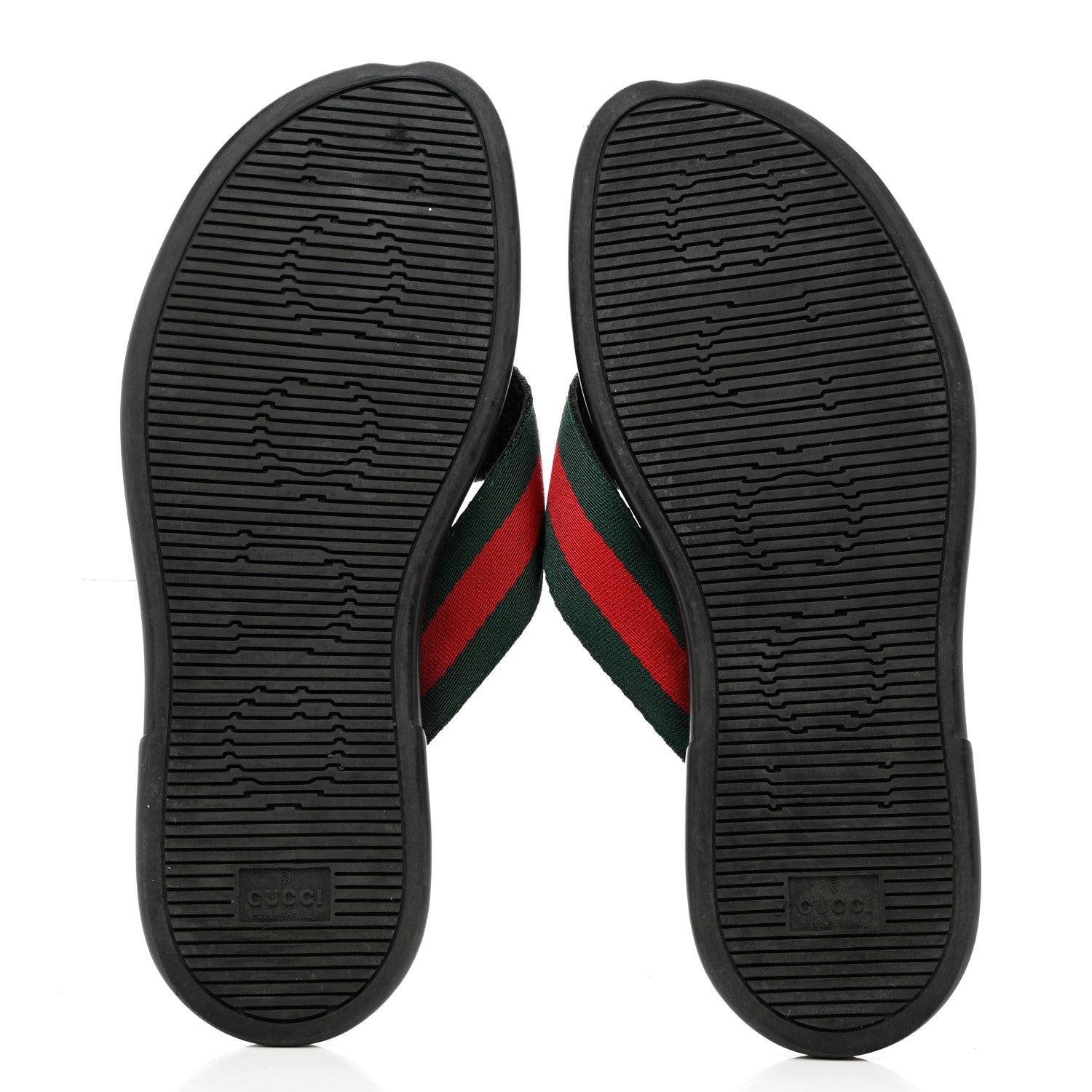 Gucci Nylon Calfskin Web Mens Thong Sandals 8 Green Red 5 of 8