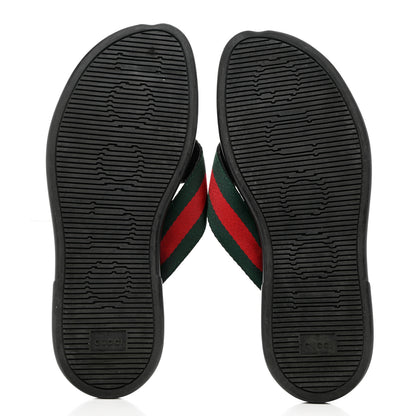 Gucci Nylon Calfskin Web Mens Thong Sandals 8 Green Red 5 of 8