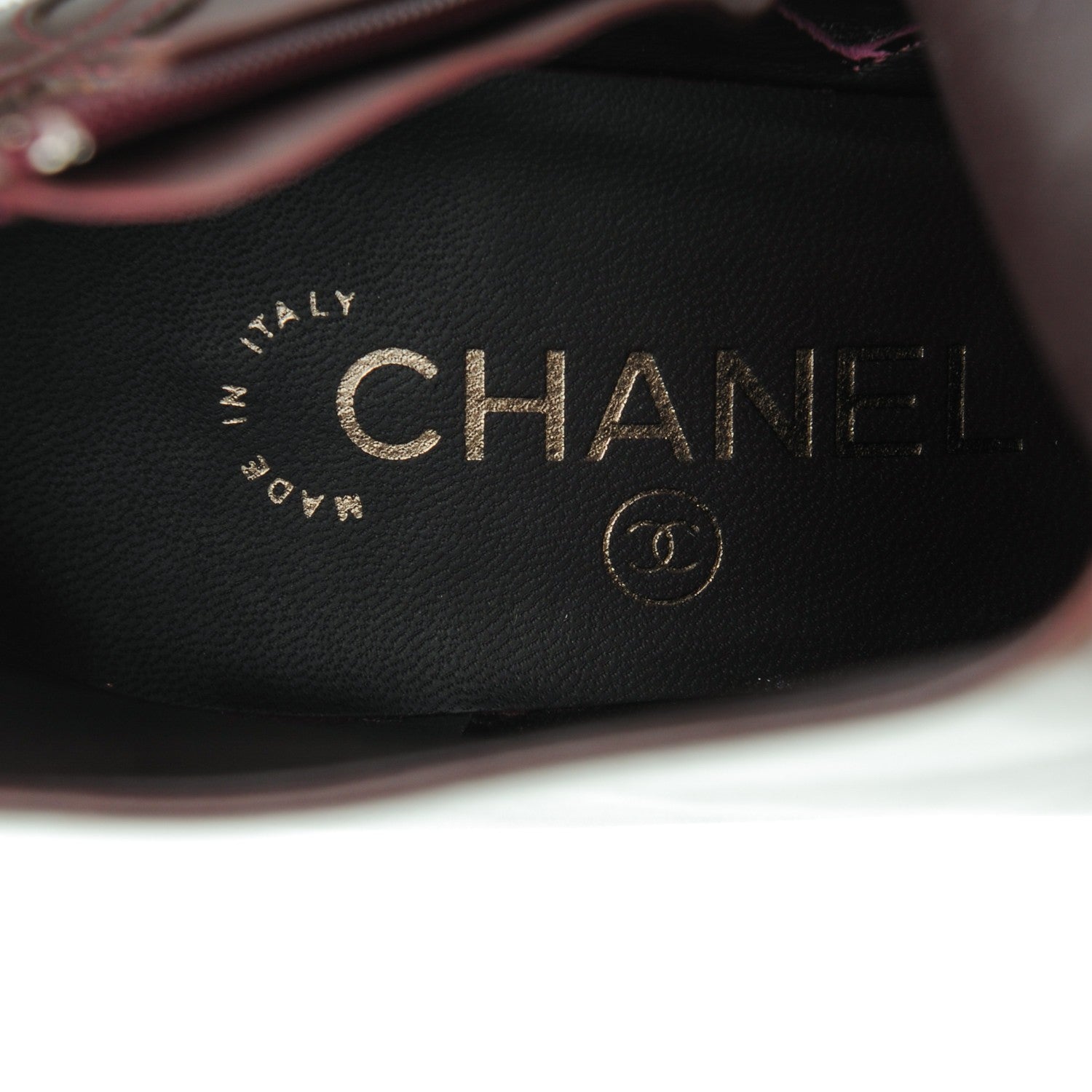 Chanel Lambskin CC Ankle Boots 38.5 Burgundy 8 of 8