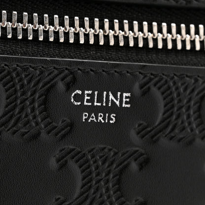 Celine Calfskin Triomphe Embossed Pouch With Strap Black 6 of 8