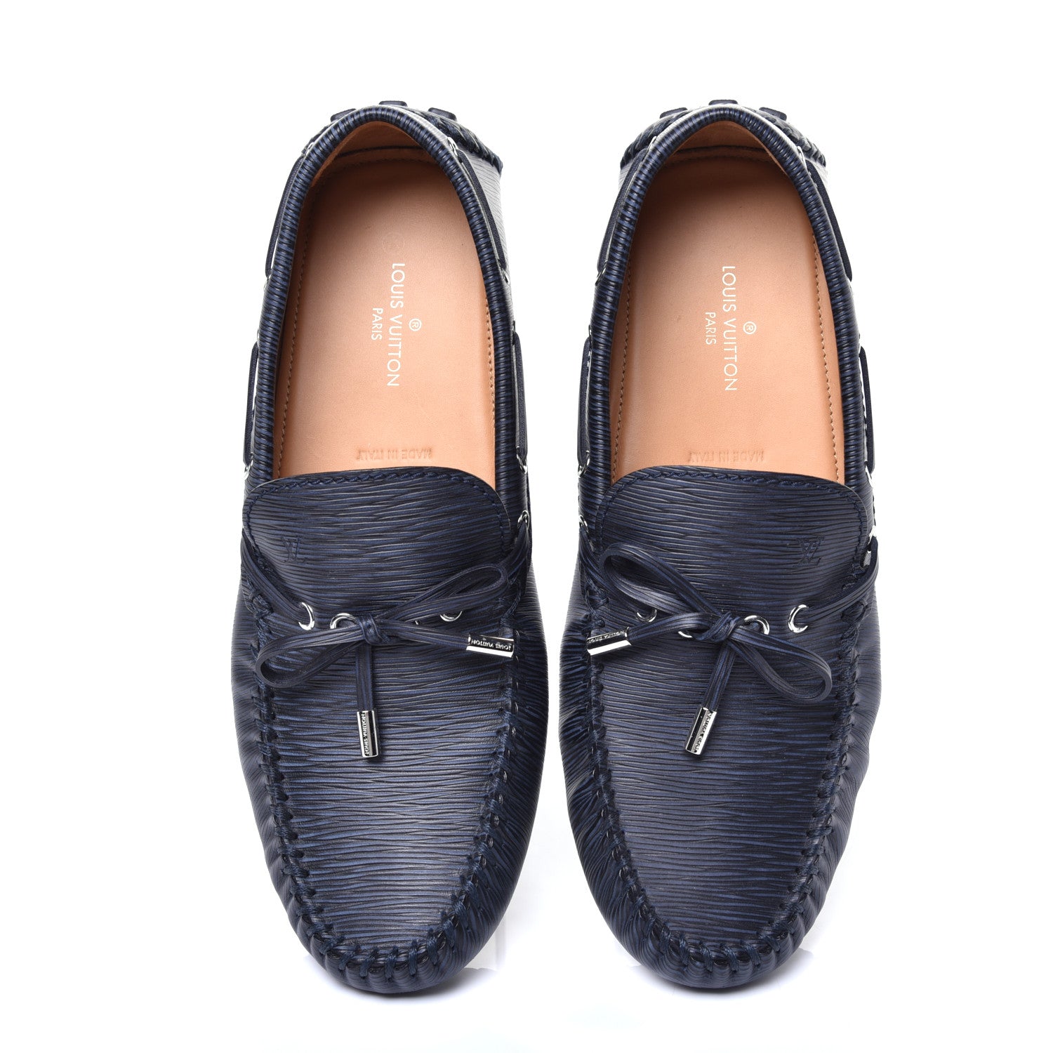 Louis Vuitton Epi Arizona Car Shoe Moccasin Loafers 9 Blue 5 of 9