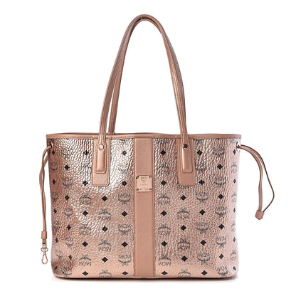 MCM Metallic Visetos Medium Liz Reversible Shopper Tote Champagne Gold 4 of 18