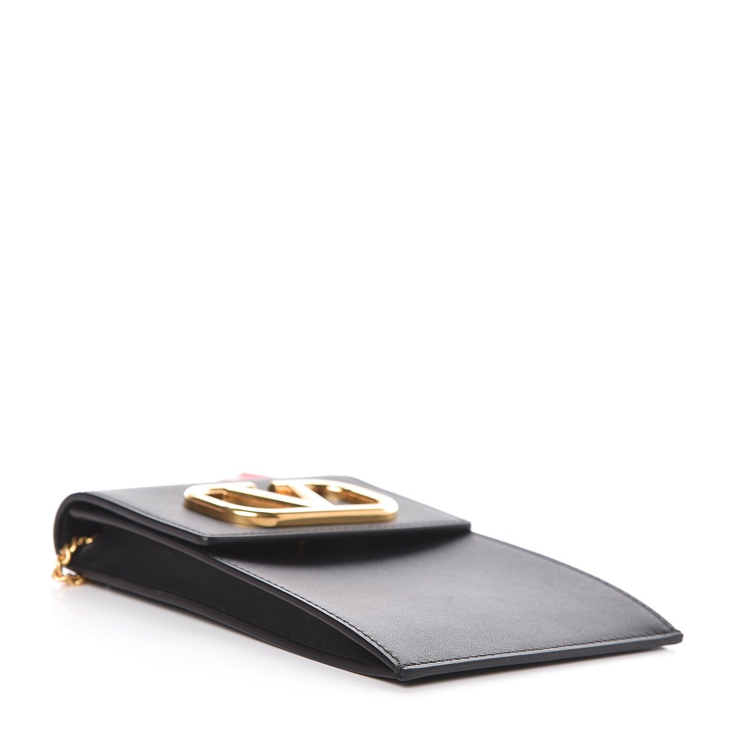 Calfskin Vlogo Phone Pouch Black