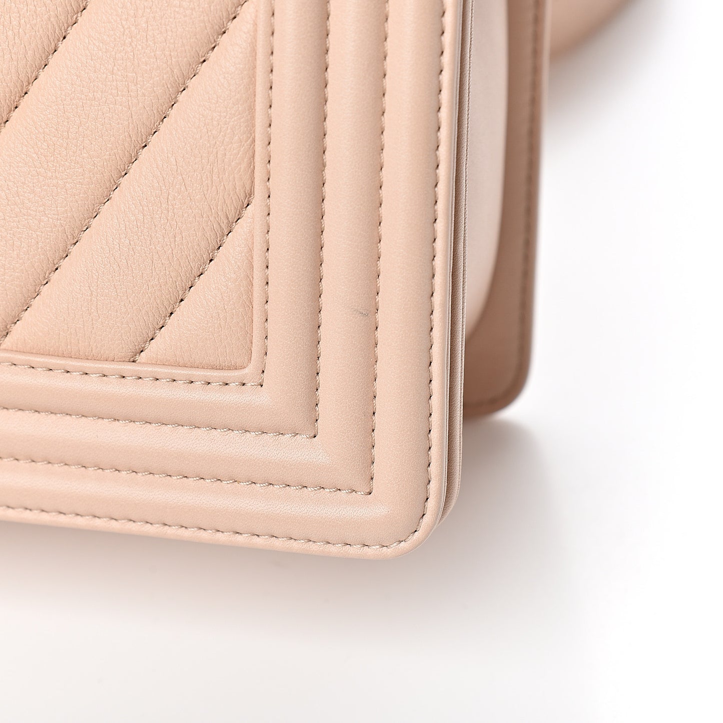 Calfskin Chevron Quilted New Medium Boy Flap Beige