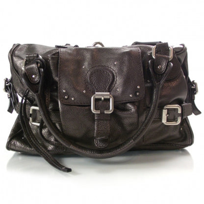 Chloe Leather Paddington Front Pocket Tote Metallic Aubergine 1 of 16