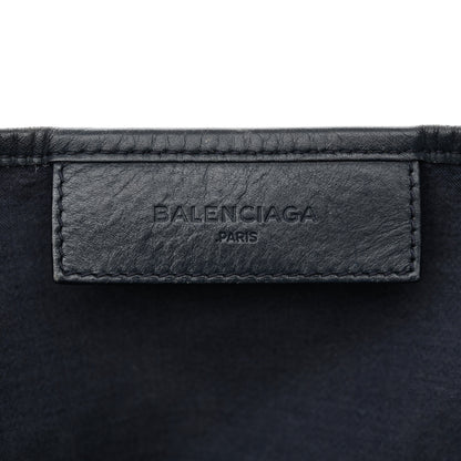 Balenciaga Cotton Canvas Satin Calfskin S Navy Cabas Natural Black 7 of 19
