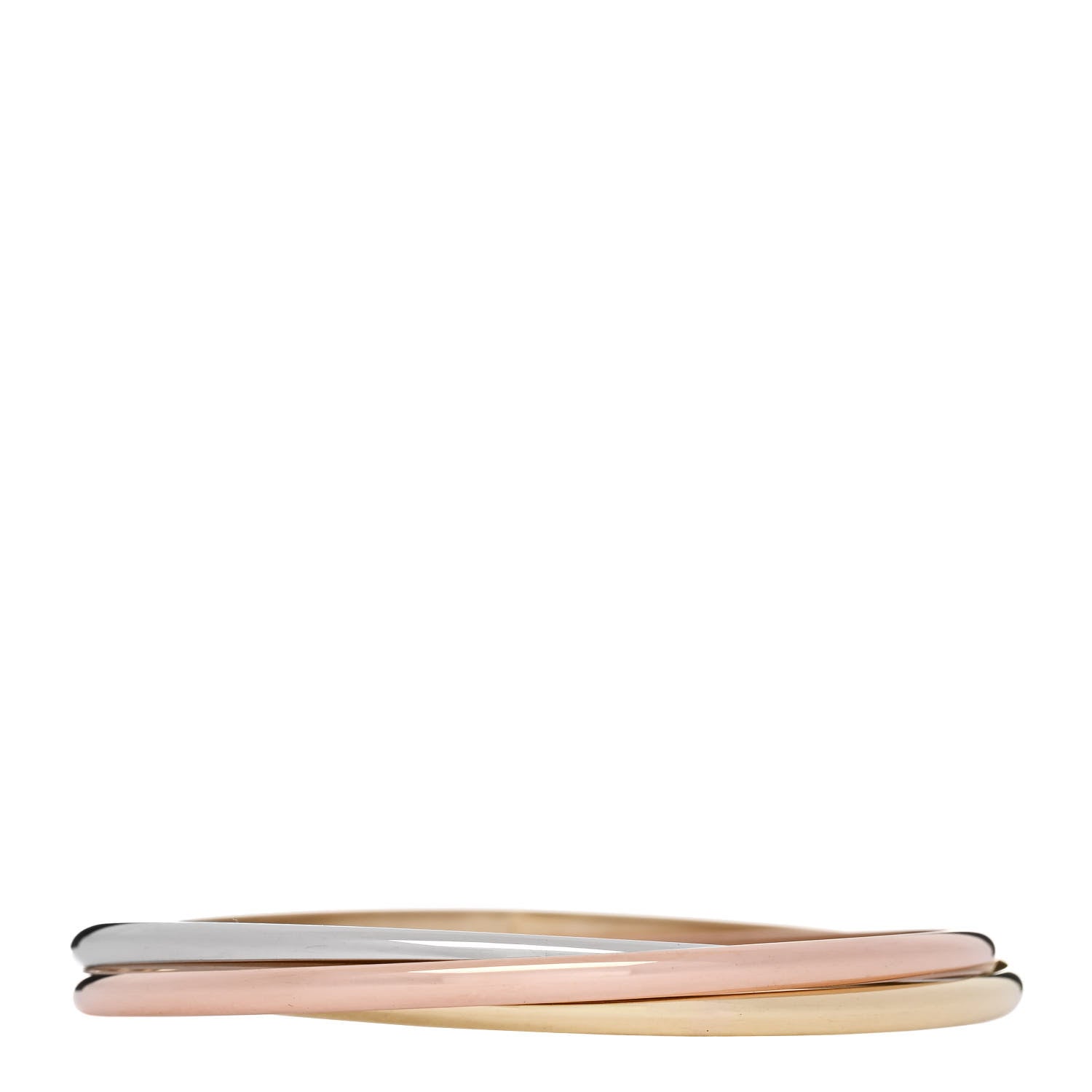 Cartier 18K Pink Yellow White Gold 3.5mm Trinity Bangle Bracelet 1 of 4