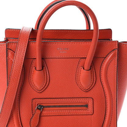 Celine Drummed Calfskin Nano Luggage Coquelicot 6 of 8