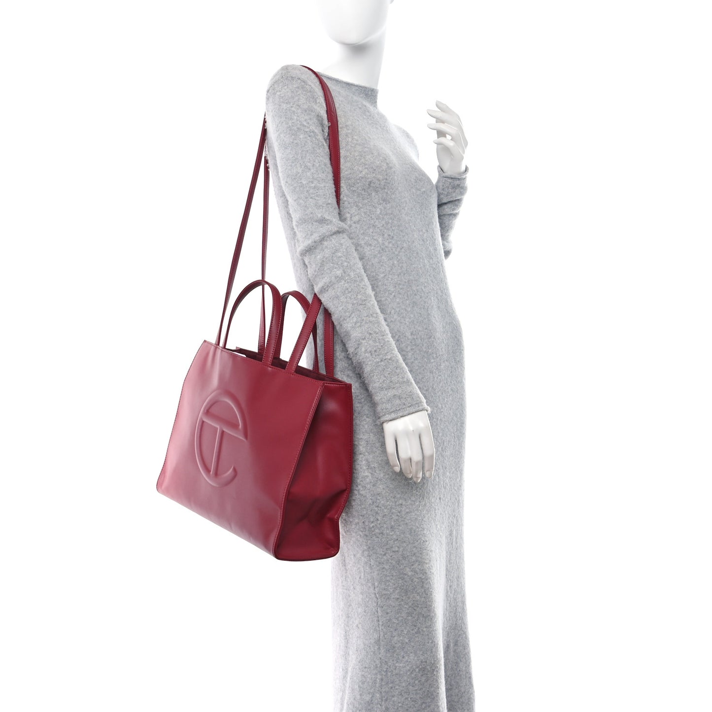 Vegan Leather Medium Shopping Bag Oxblood
