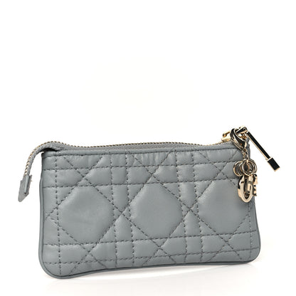 Christian Dior Lambskin Cannage Lady Dior Zipped Key Case Stone Grey 3 of 8